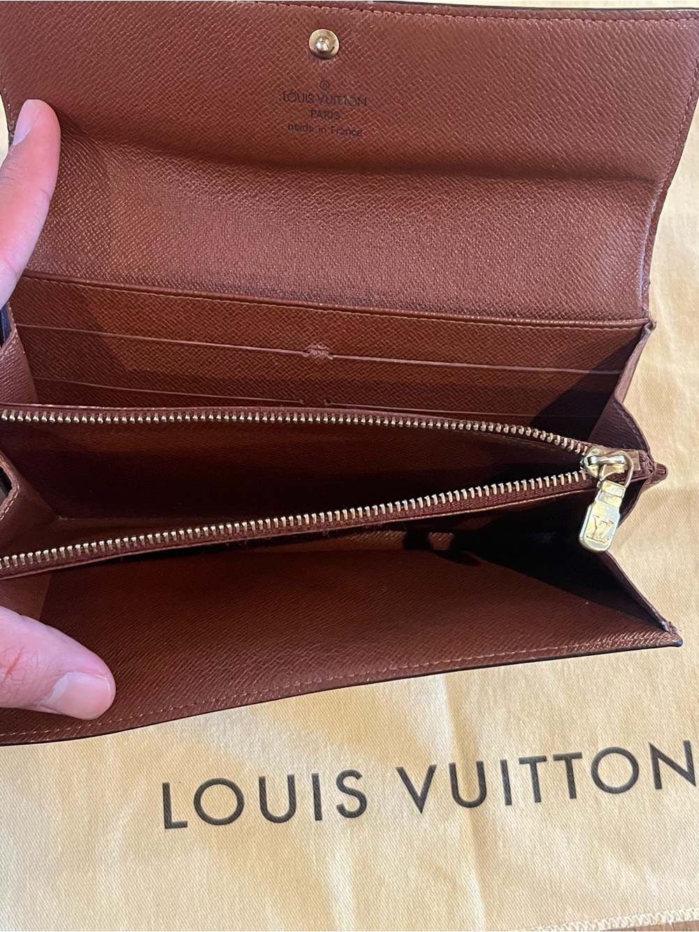 Louis Vuitton Monogram Canvas Dark Brown Continental Wallet with Gold Snap - Picture 7 of 7